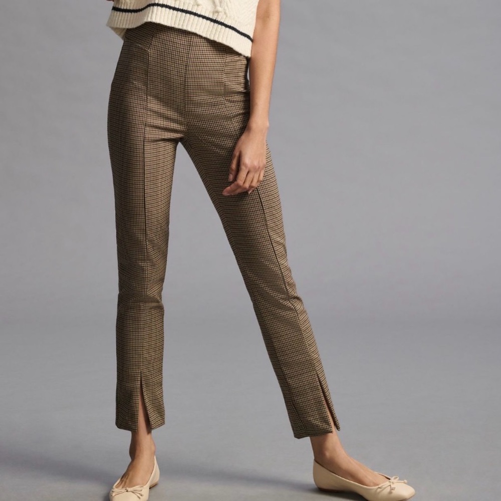 Favorite Daughter Brown Checkered Straight Leg Pants